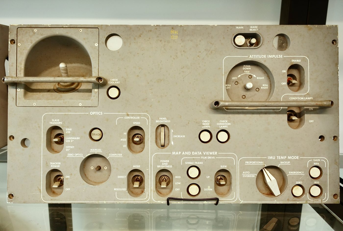 Figure 5 — The Apollo guidance-and-navigation indicator and control panel, the crew's interface to the inertial and optical systems. Self-contained navigation by inertial platform and starlight was…