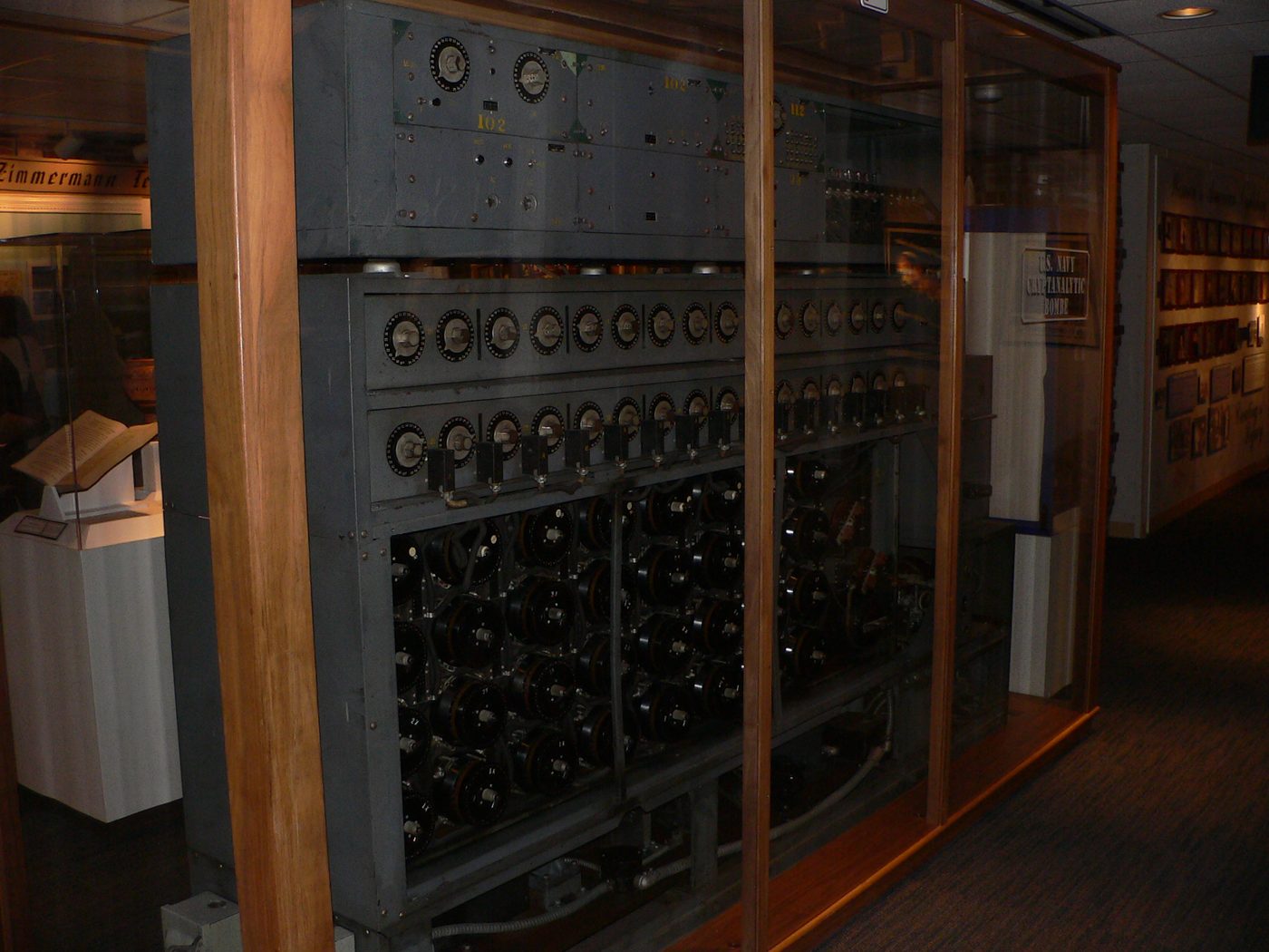 Figure 5 — A US Navy cryptanalytic Bombe. Built to the same logical design as the British machine but engineered for far greater speed, these attacked the four-rotor naval Enigma. File:US Navy cryp…